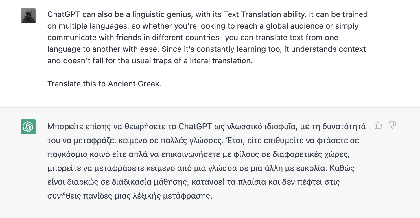 Traduction de langue avec ChatGPT - chatgpt et IA générative