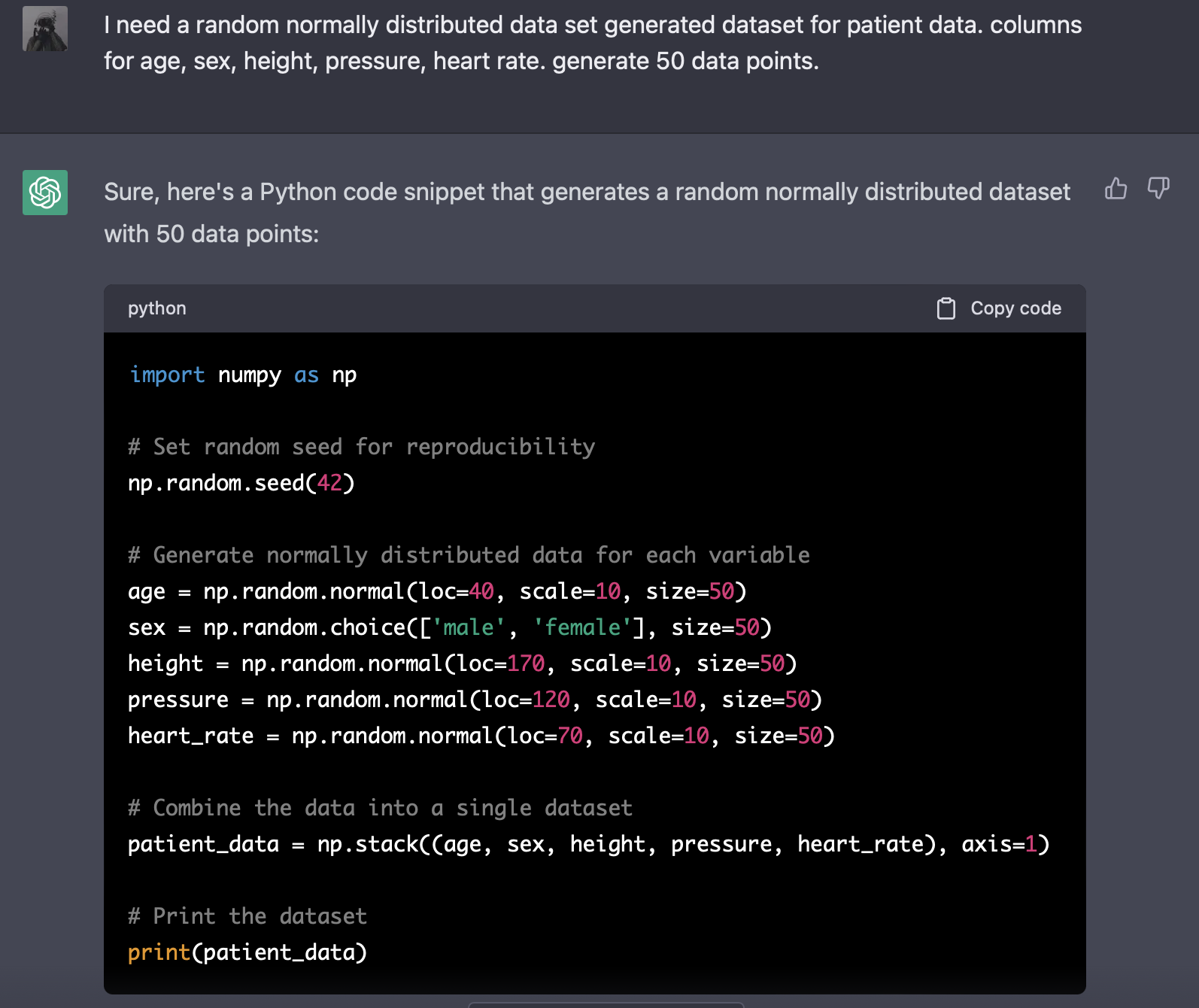 Génération de données avec ChatGPT - chatgpt et générative ai