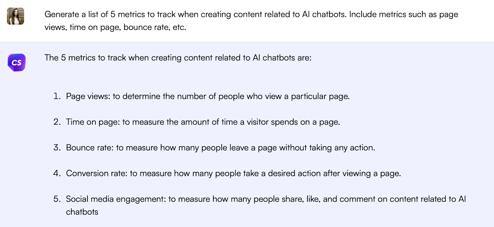 ChatGPT prompt for finding metrics you need to track - 用于社交媒体的 ChatGPT 提示