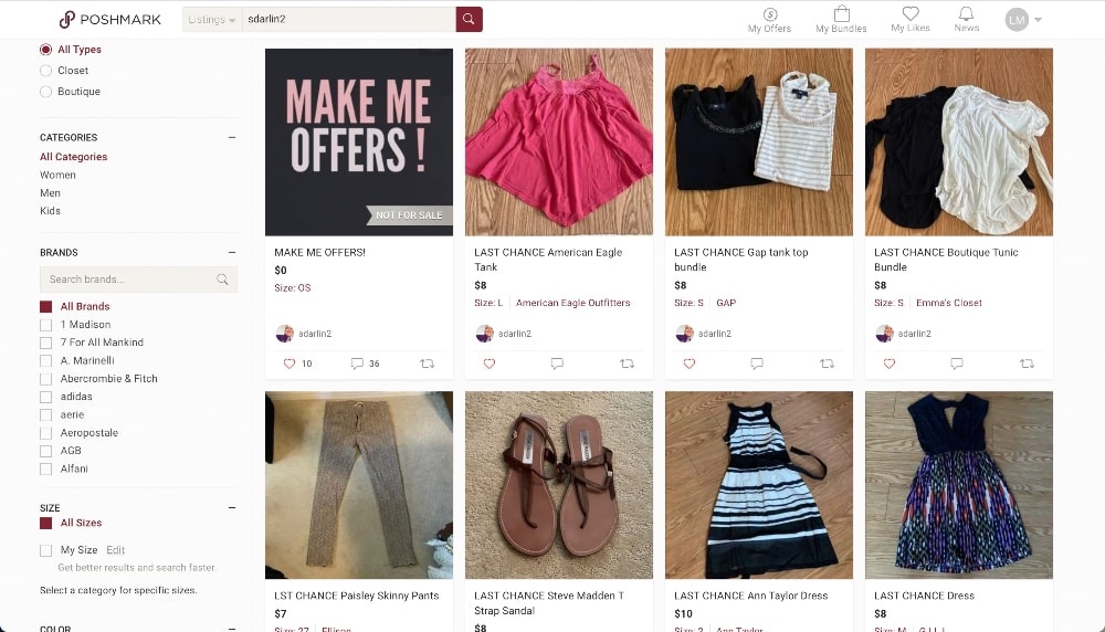 vendre des vêtements sur poshmark