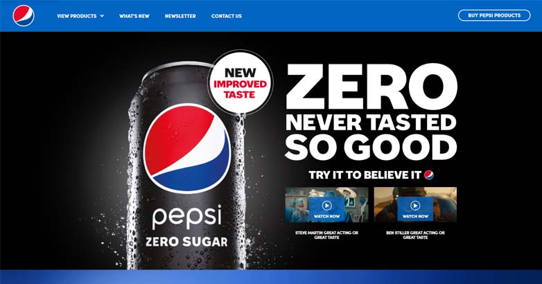 Beranda situs web resmi Pepsi.