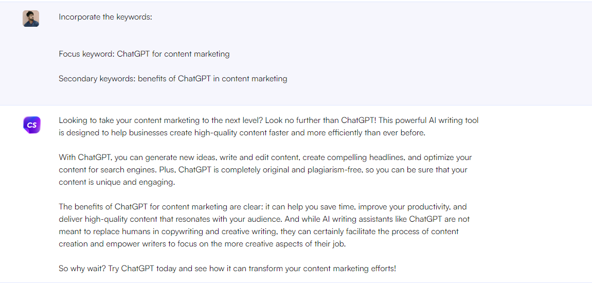 Chatsonic - ChatGPT pour le marketing de contenu