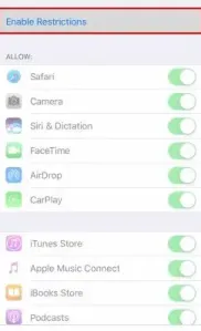 Abilita Restrizioni per bloccare un'app su iphone