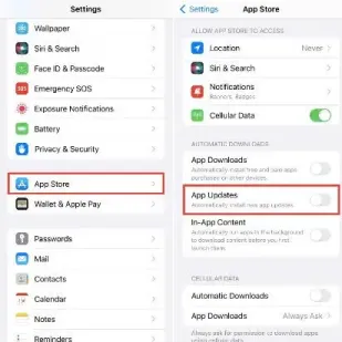 قم بإيقاف تشغيل تنزيلات التطبيقات التلقائية لحذف بيانات النظام على iPhone