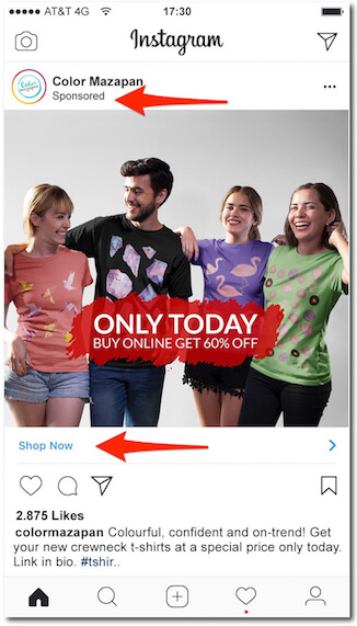 Beispielanzeige für Instagram-T-Shirt-Anzeige Speichern