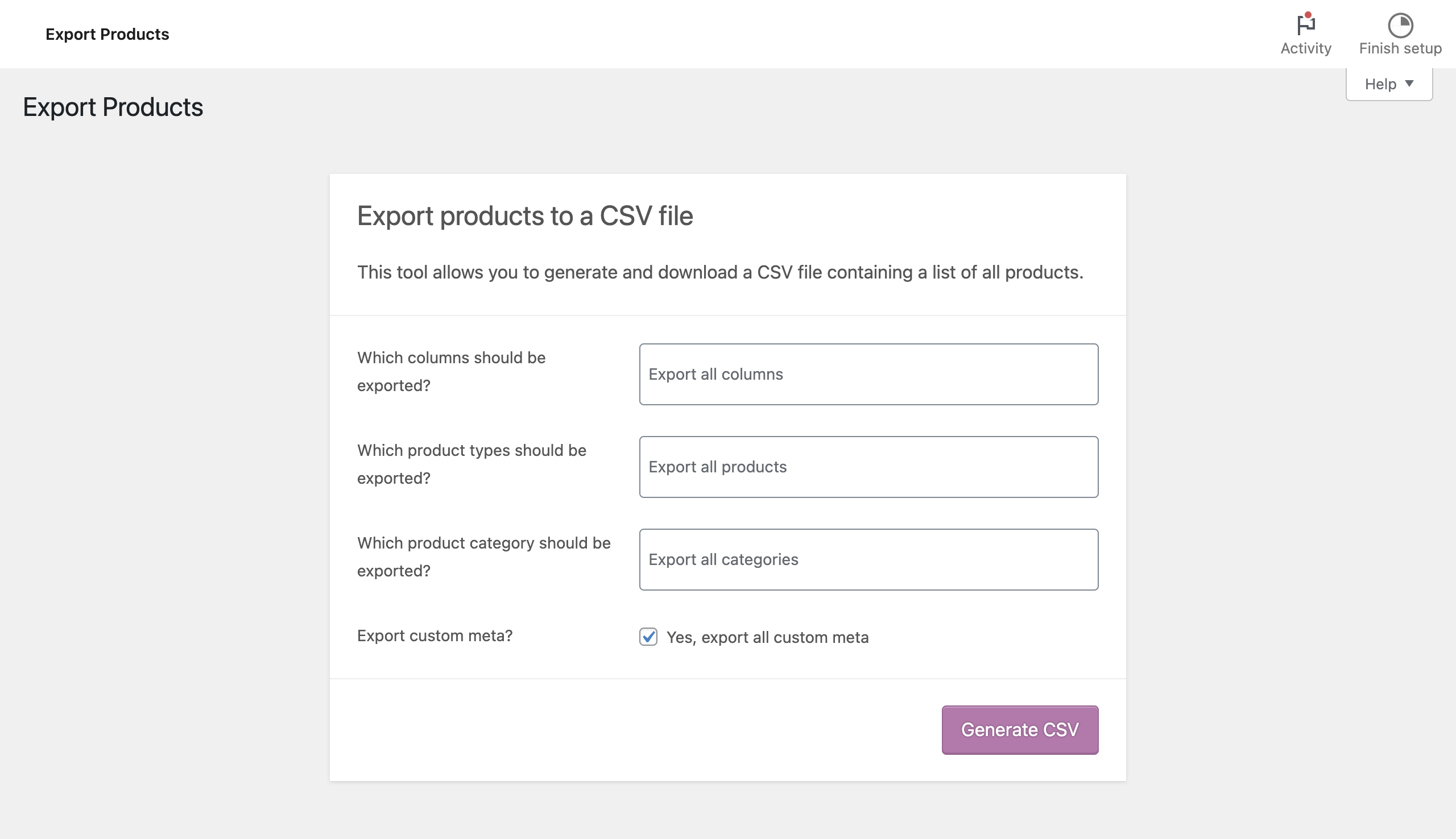 exportar productos de woocommerce