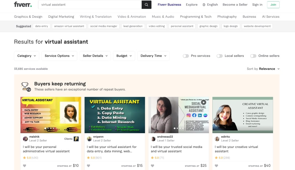 وظائف Fiverr Virtual Assistant