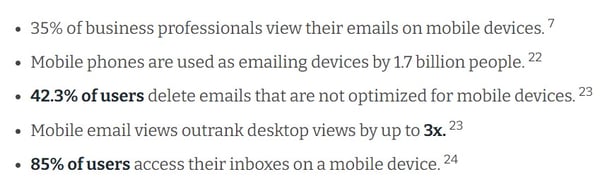 Statistiques de marketing par e-mail mobile