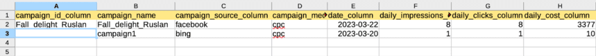 CSV-Datei mit Kostendaten