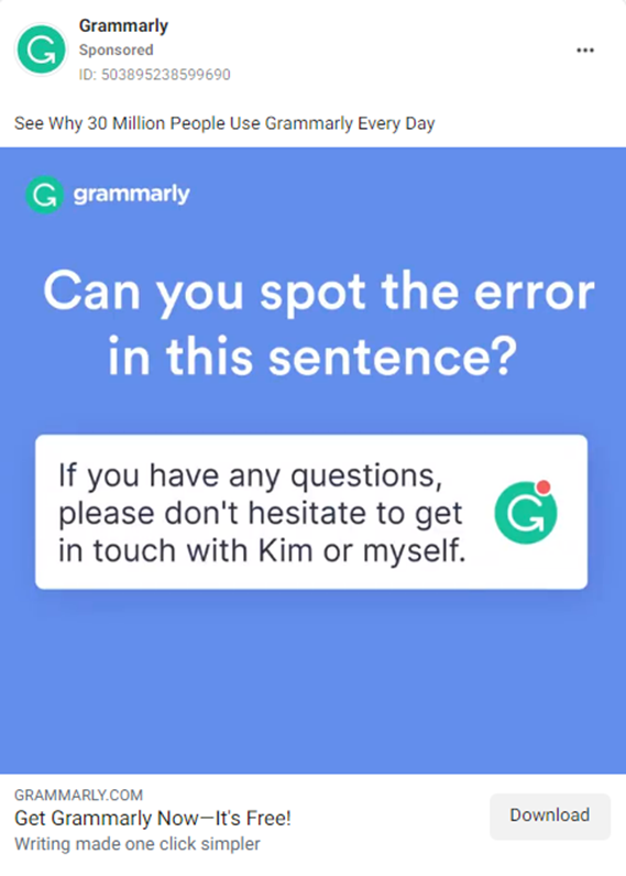 Примеры рекламы для повышения узнаваемости бренда — Grammerly