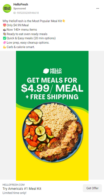 ตัวอย่างโฆษณาเพื่อการรับรู้ถึงแบรนด์ - HelloFresh