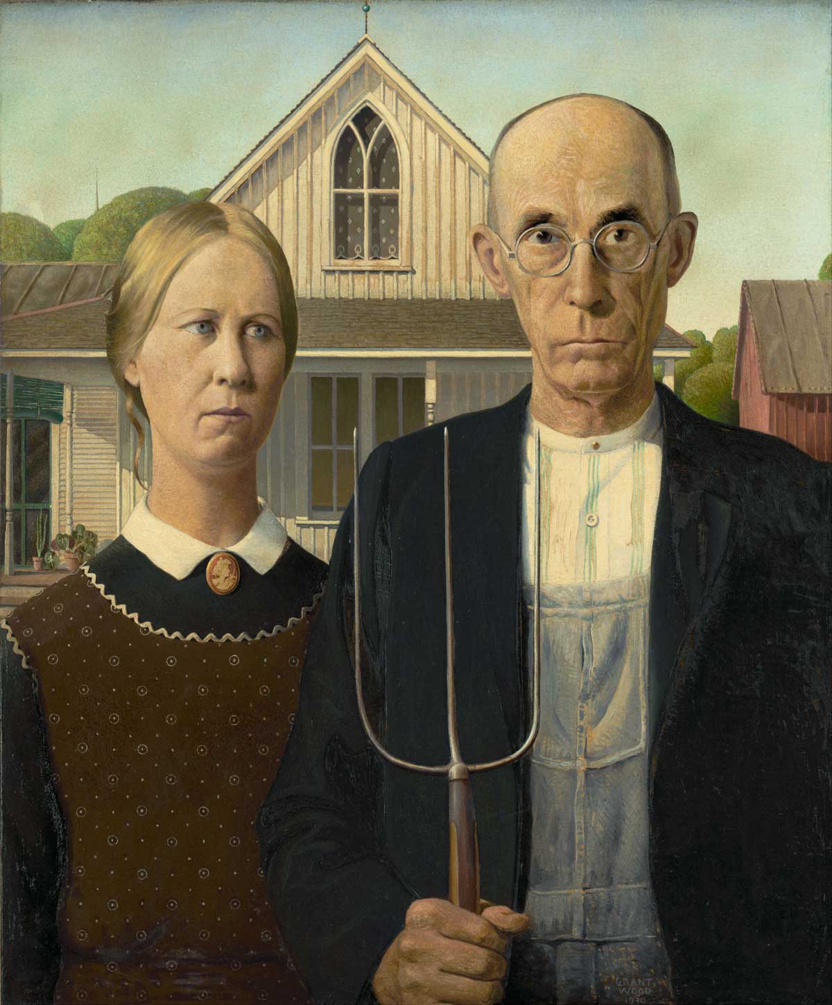 Grant Wood 绘画的美国哥特式。