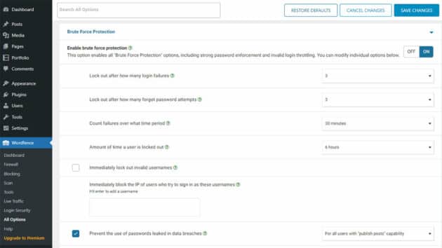 Secure-WordPress-Dashboard-Admin-Area-WordFence-Brute-Force-Protection