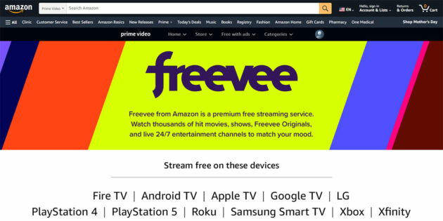 Amazon Freevee - 全体的に最高のマルチプラットフォーム映画アプリ