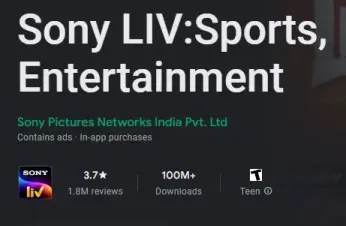 ดาวน์โหลดแอพ SonyLIV สำหรับแอพสตรีมคริกเก็ตสดสำหรับ Android