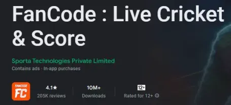Instal Aplikasi FanCode untuk aplikasi streaming kriket langsung untuk Android