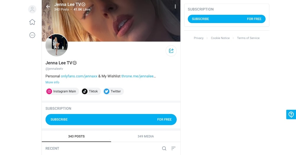 capture d'écran de l'exemple de profil utilisateur Only Fans