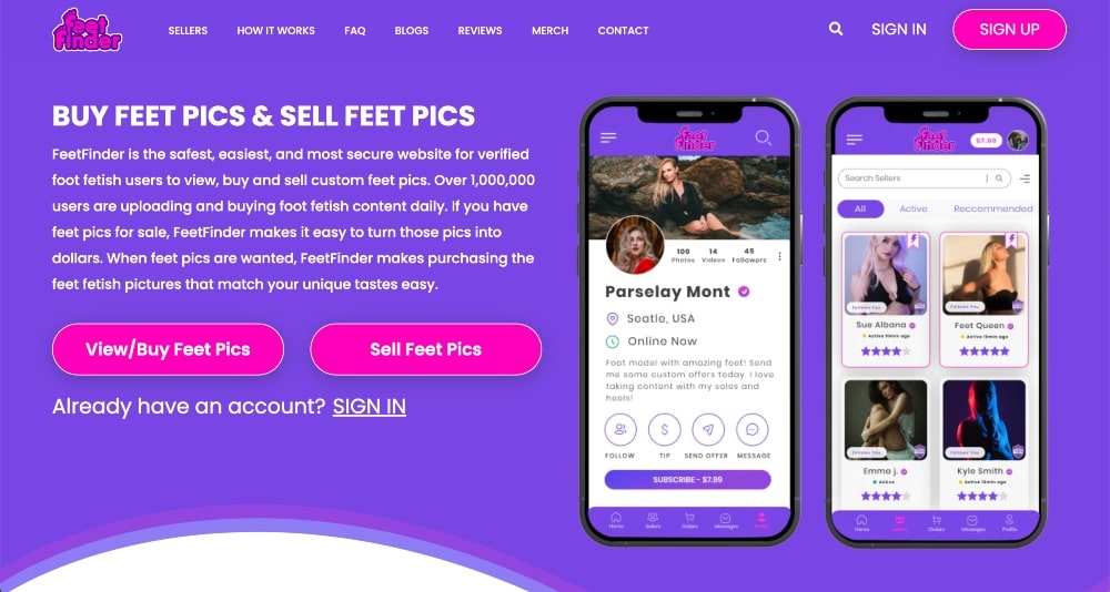 Feet Finder 웹사이트의 스크린샷