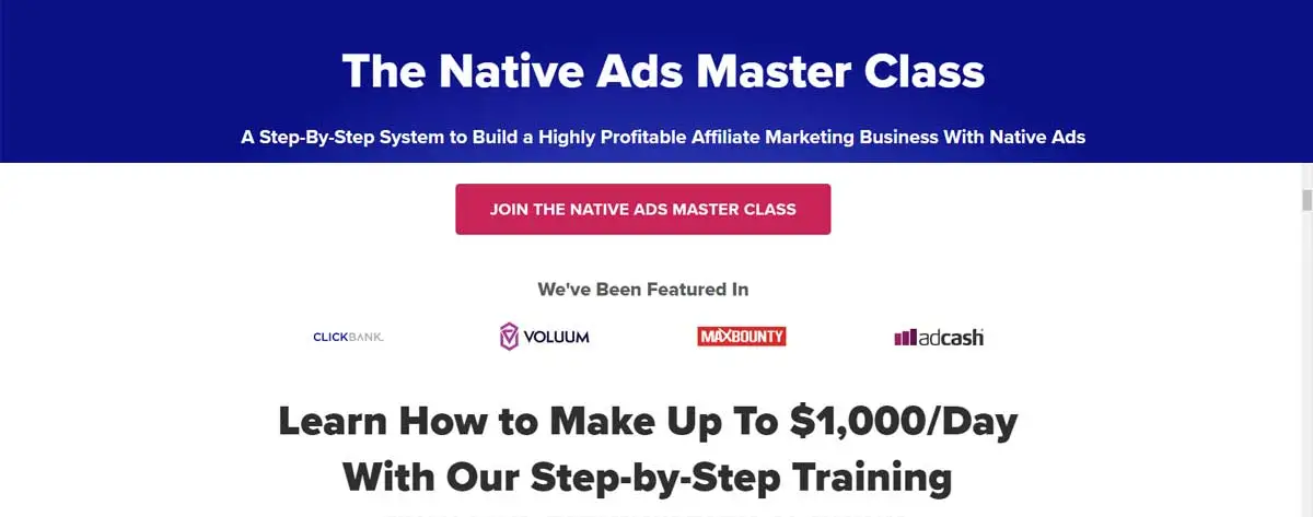 Native Ads Masterclass CPA-Marketing-Landingpage