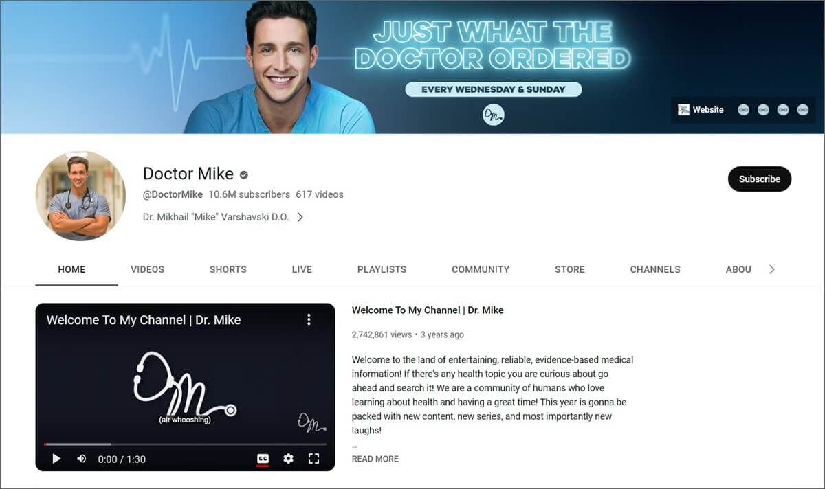 canale youtube del dottor mike