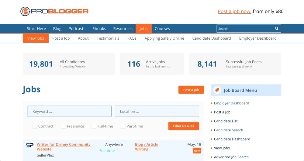 لقطة شاشة Pro Blogger Job Board