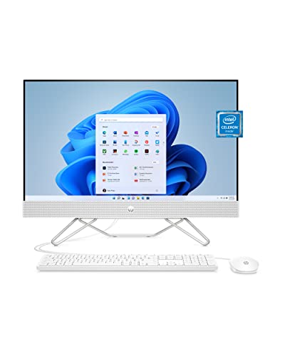 PC de escritorio todo en uno HP de 23,8", procesador Intel Celeron J4025, 8 GB de RAM, SSD de 256 GB, pantalla Full HD Micro-Edge, Windows 11 Home, cámara web de privacidad de 720p, combinación de Wi-Fi y Bluetooth (24-cb0010, 2022)