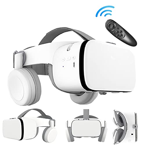 Casque VR pour téléphone portable Lunettes de réalité virtuelle 3D Lunettes Bluetooth VR avec télécommande, Réalité virtuelle 3D pour iPhone/Samsung Films et jeux Compatible avec iOS/Android。