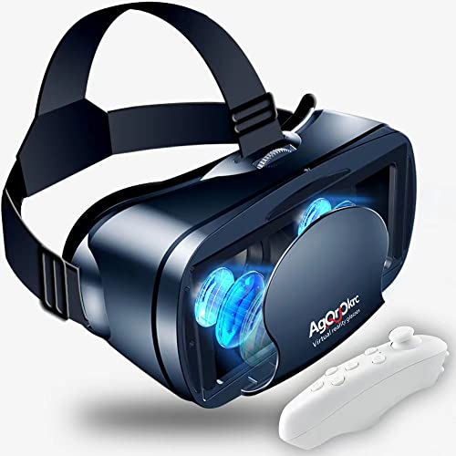 Casque VR avec contrôleur Lunettes 3D VR réglables Casque de réalité virtuelle HD Blu-ray Eye Protected Support 5 ~ 7 pouces pour téléphone / Android