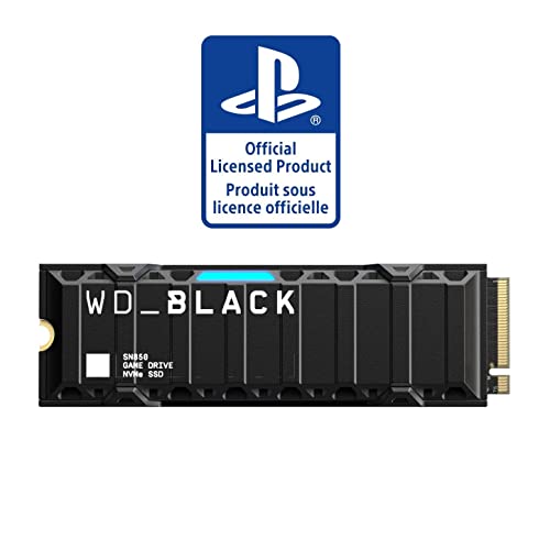 WD_BLACK 2 To SN850 NVMe SSD pour consoles PS5 Solid State Drive avec dissipateur thermique - Gen4 PCIe, M.2 2280, jusqu'à 7 000 Mo/s - WDBBKW0020BBK-WRSN