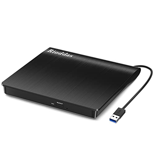 Externes CD/DVD-Laufwerk für Laptop, USB 3.0, CD/DVD-Player, tragbarer CD/DVD +/-RW-Brenner, DVD/CD-ROM-Leser, Rewriter, Schreibgerät, kompatibel mit Laptop, Desktop-PC, Windows, Apple, Mac Pro, MacBook