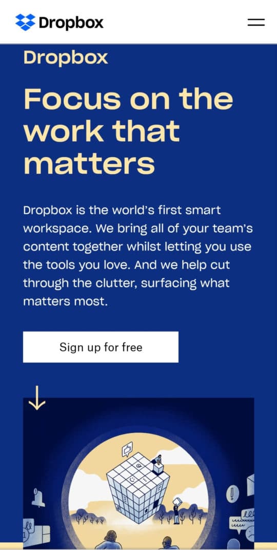 dropbox-screenshot-mobile-improve-quality-leads-landing-page-optimization