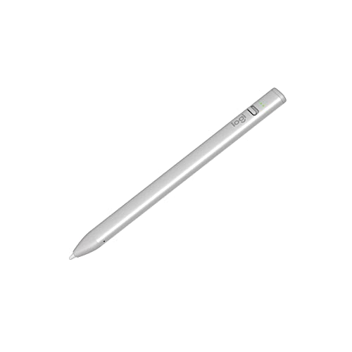 Crayon numérique Logitech Crayon pour iPad (iPads avec ports USB-C) doté de la technologie Apple Pencil, d'une précision de pixel sans décalage et d'une pointe intelligente dynamique avec charge USB-C rapide - Argent