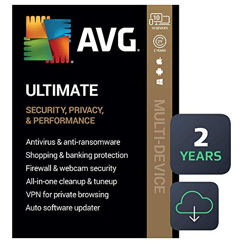 AVG Ultime 2022 | Antivirus+Nettoyeur+VPN | 10 appareils, 2 ans [Téléchargement PC/Mac/Mobile]