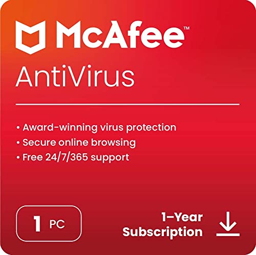 Protection antivirus McAfee 2023 | 1 ordinateur (Windows) | Protection antivirus, logiciel de sécurité Internet | Abonnement 1 an | Télécharger le code