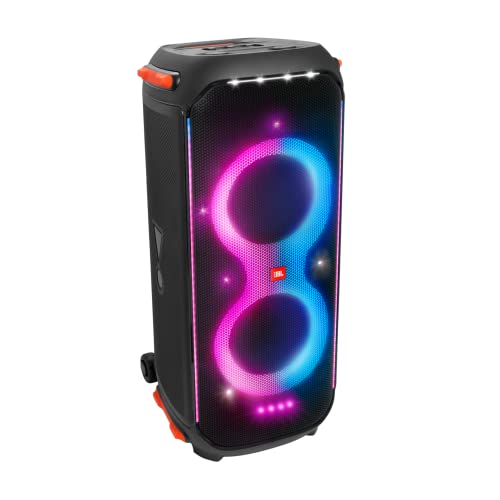 JBL PartyBox 710 - Enceinte de fête avec son puissant, lumières intégrées et basses extra profondes, IPX4 résistant aux éclaboussures, connectivité App/Bluetooth, conçue pour partout avec une poignée et des roues intégrées (noir)