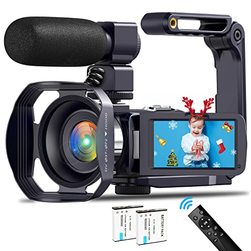 Caméra vidéo Caméscope 4K Ultra 48MP 18X Zoom numérique Caméscope WiFi IR Night Vision Vlogging Caméra pour YouTube Caméra à écran tactile HD 3,0 pouces avec microphone externe, stabilisateur et télécommande