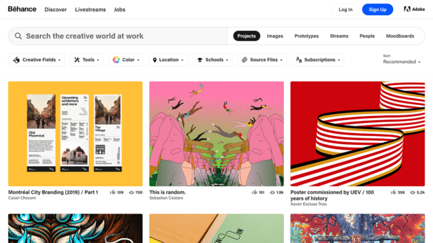 Behance ウェブサイトのスクリーンショット