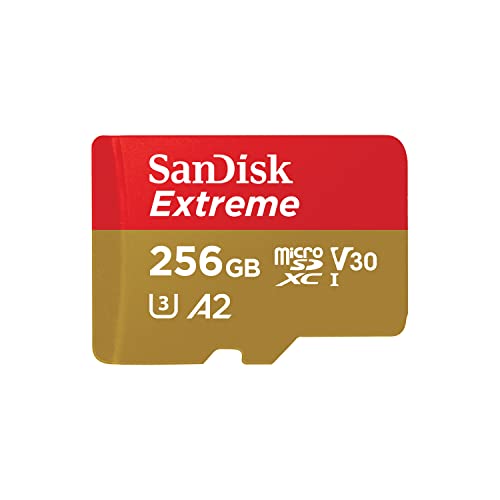 Carte mémoire SanDisk Extreme microSDXC UHS-I 256 Go avec adaptateur - Jusqu'à 190 Mo/s, C10, U3, V30, 4K, 5K, A2, Carte Micro SD - SDSQXAV-256G-GN6MA