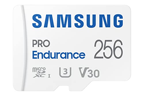 Carte mémoire microSDXC SAMSUNG PRO Endurance 256 Go avec adaptateur pour Dash Cam, Body Cam et caméra de sécurité - Classe 10, U3, V30 (‎MB-MJ256KA/AM)