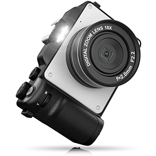 Vlogging Camera, aparat cyfrowy 4K 48MP z WiFi, bezpłatna karta TF 32G i pasek na rękę, automatyczne ustawianie ostrości i system przeciwwstrząsowy, wbudowane 7 filtrów kolorów, wykrywanie twarzy, 3-calowy ekran IPS, szeroki kąt 140°, 18-krotny zoom cyfrowy