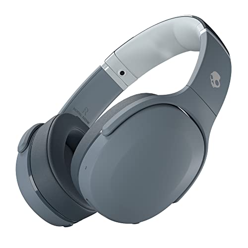 Skullcandy Crusher Evo 无线头戴式蓝牙耳机，适用于 iPhone 和 Android，带麦克风 / 40 小时电池寿命 / Extra Bass Tech / 最适合音乐、学校、锻炼和游戏 - 灰色