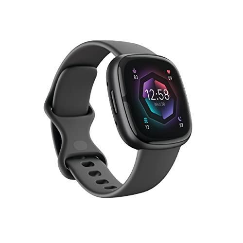 Fitbit Sense 2 Advanced Health and Fitness Smartwatch with Tools to Manage Stress and Sleep, ECG App, SpO2, 24/7 Heart Rate and GPS, Shadow Grey/Graphite, 一种尺寸（包括 S 和 L 表带）