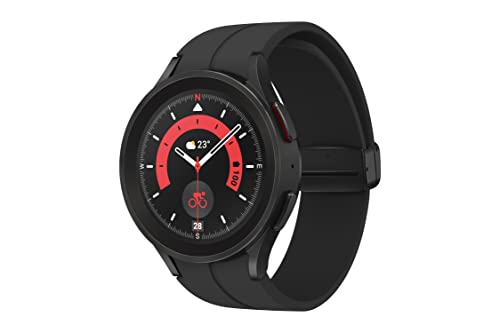 三星 Galaxy Watch Pro 5 45 毫米 LTE 智能手表带身体、健康、健身和睡眠跟踪器，改进的电池，蓝宝石水晶玻璃，GPS 路线跟踪，钛金属框架，美国版，黑色