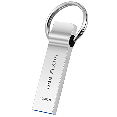 Unità flash USB 1 TB Chiavetta USB ad alta velocità 3.0 Unità USB di archiviazione di grandi dimensioni 1000 GB Disco rigido portatile Memory Stick in metallo Comunemente utilizzato per trasferimento dati PC/Tablet/Laptop (Sliver)