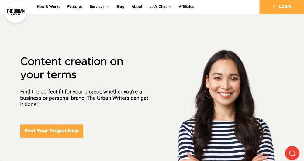 Screenshot der Website von Urban Writers