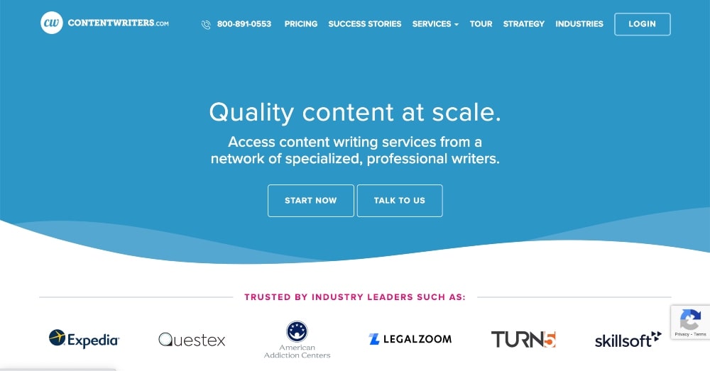Screenshot der ContentWriters-Website