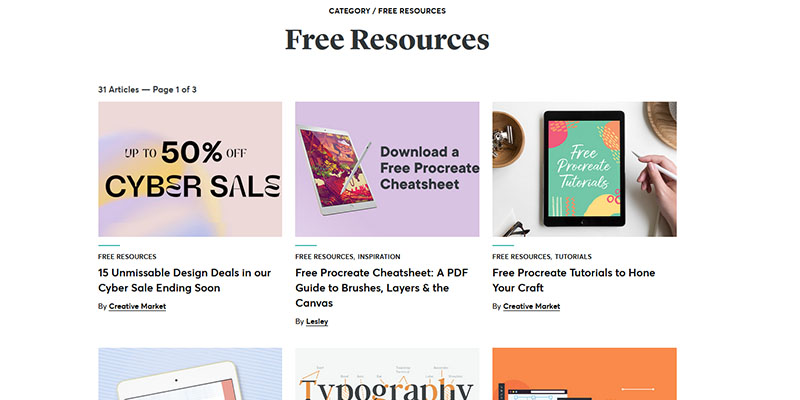 Creative Market の無料リソース ページ