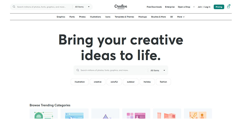 Домашняя страница Креативного рынка