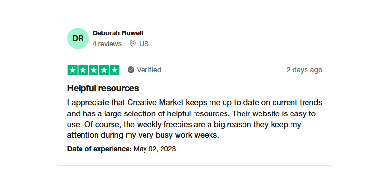 Trustpilot'ta Creative Market incelemesi