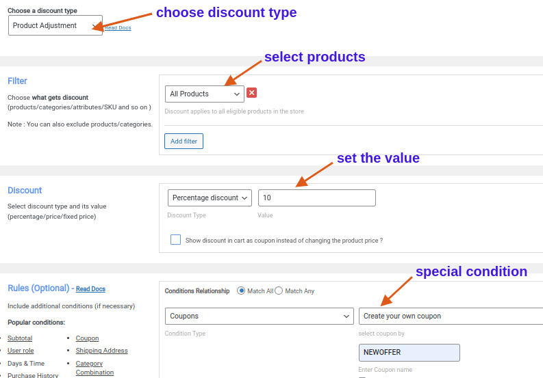 creazione di coupon a livello di negozio